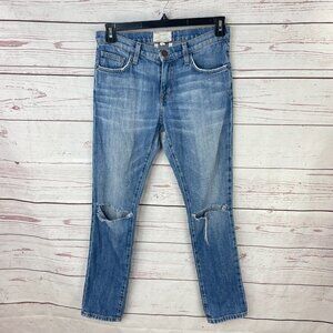Current/Elliot Women's Blue The Fling Tidal Wave Destroy Relaxed Jeans Size 25‎
